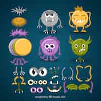 Free vector colorful customizable monster in funny style