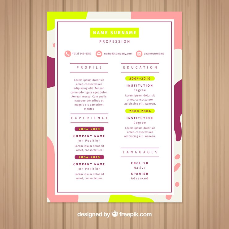 Free Vector colorful cv template
