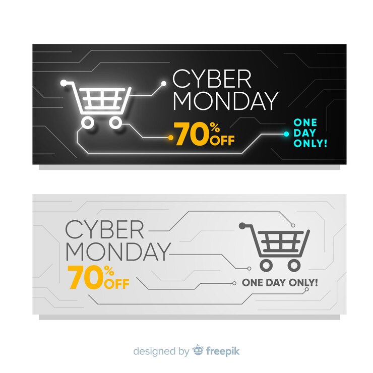 Free Vector colorful cyber monday banners with flat design