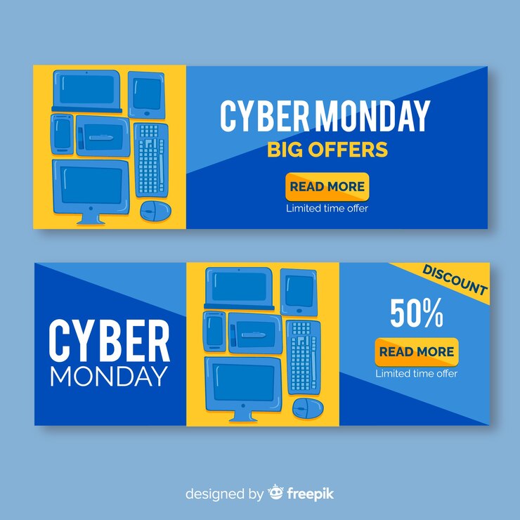 Free Vector colorful cyber monday banners with flat design