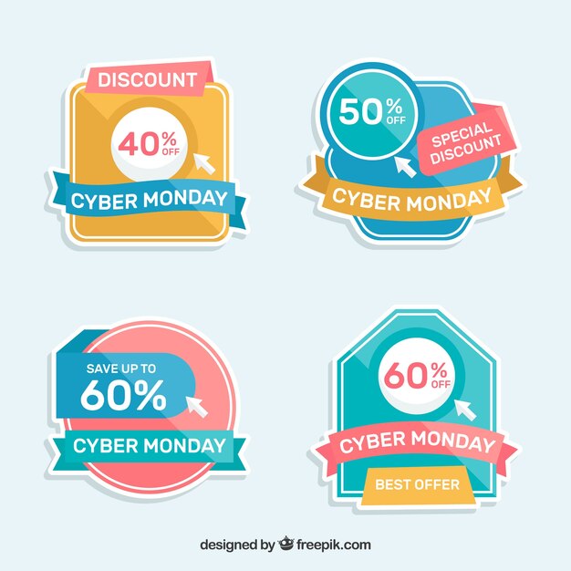 Etichette colorate cyber monday