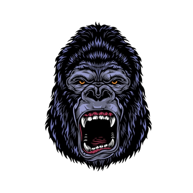 Colorful dangerous angry gorilla head