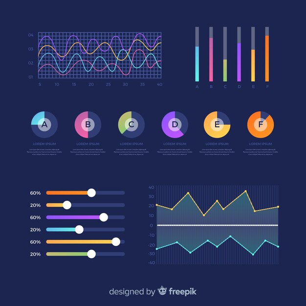 차트 요소의 화려한 대시 보드 모음