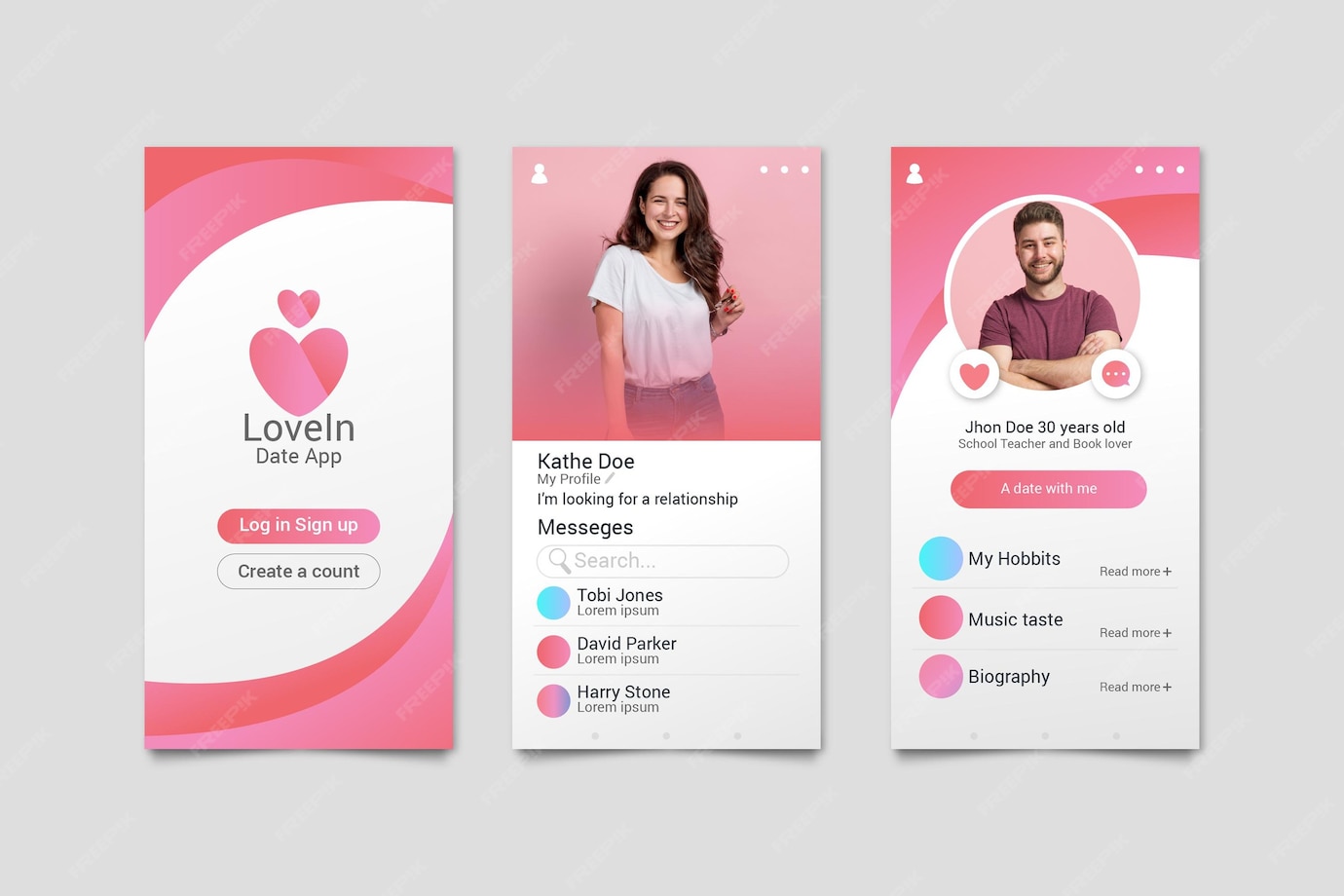 Free Vector Colorful dating app concept