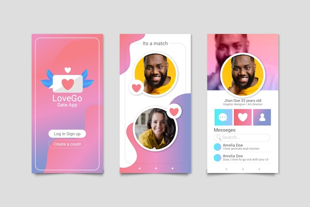 Free vector colorful dating app concept
