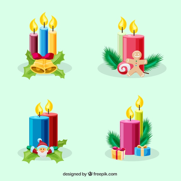 Colorful decorative candles for christmas