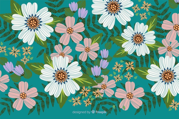 Free vector colorful decorative embroidery floral background