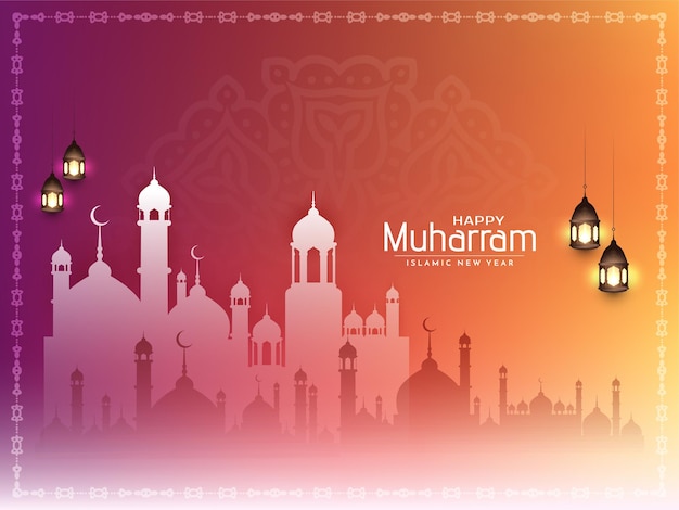 Free vector colorful decorative happy muharram and islamic new year background vector