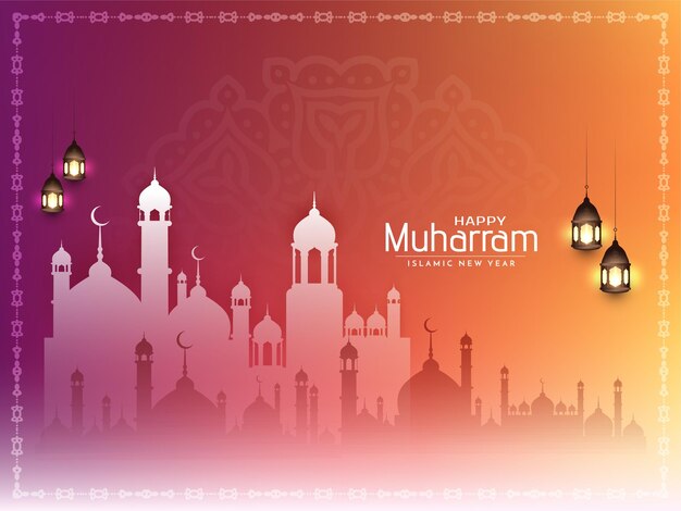 Красочный декоративный счастливый Мухаррам и исламский новый год фон вектор