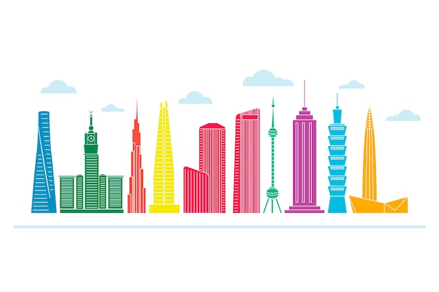 Colorful design for famous buildings worldwide