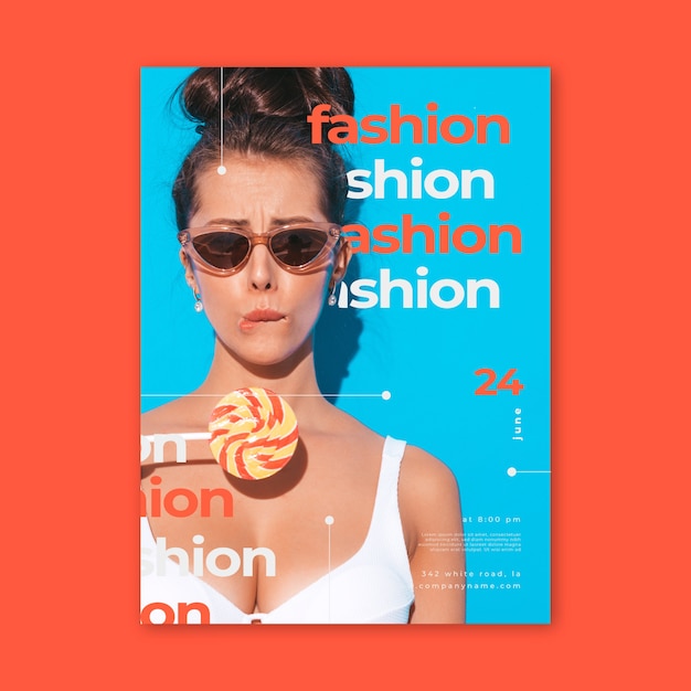 Colorful design fashion poster with photo