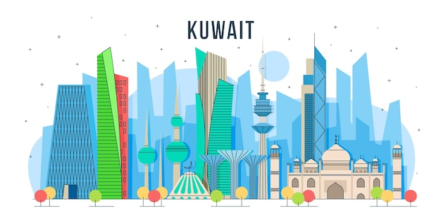 Colorful design kuwait skyline