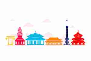 Free vector colorful design landmarks skyline