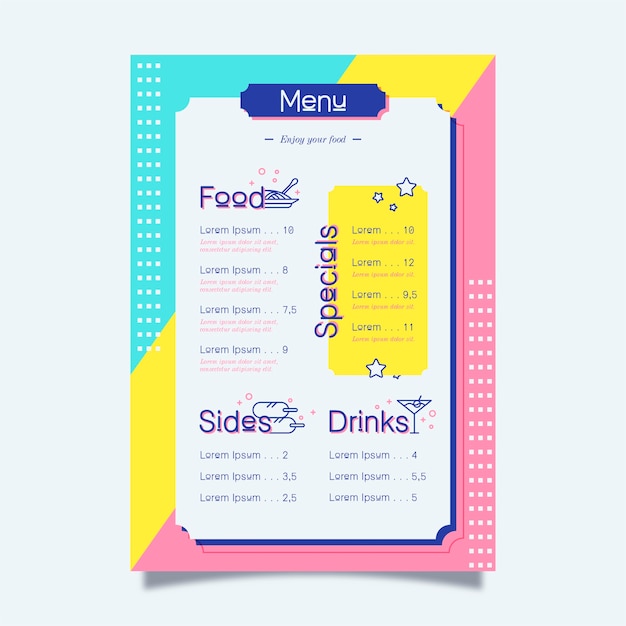 Colorful design for restaurant menu template