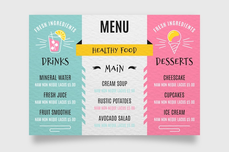 Free Vector colorful design restaurant menu