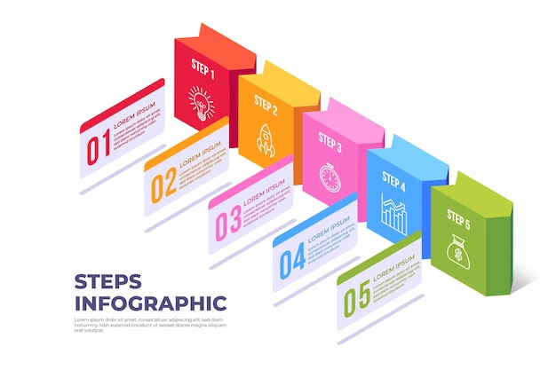 Colorful design steps infographic