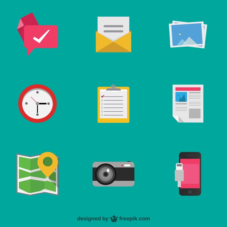 Free Vector colorful detailed objects icons