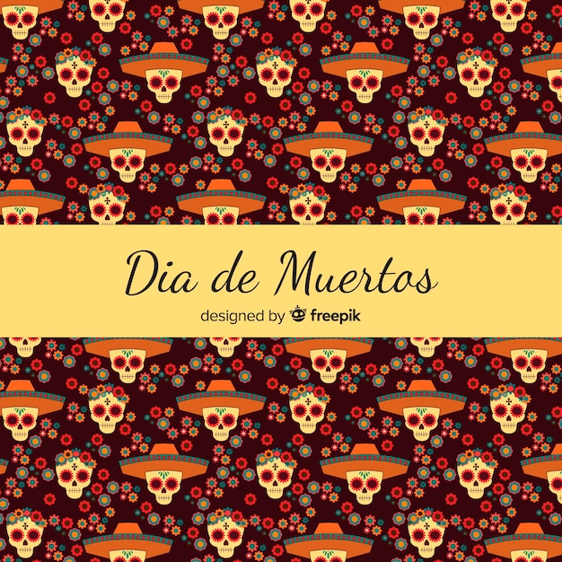 Free vector colorful día de muertos pattern collection with flat design