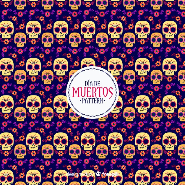 Colorful día de muertos pattern collection with flat design