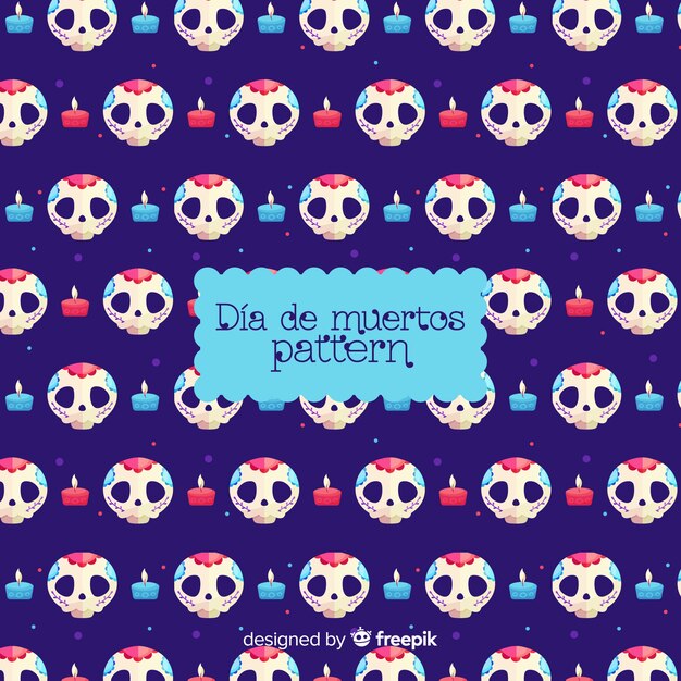 Colorful día de muertos pattern with skulls