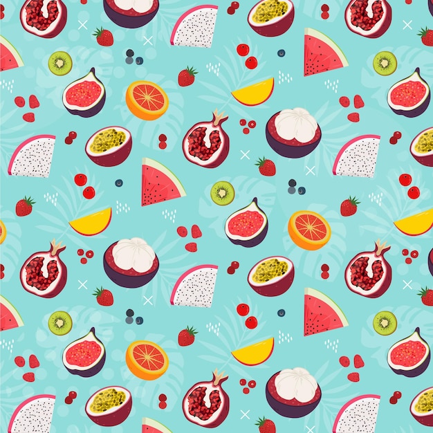 Colorful different fruits pattern