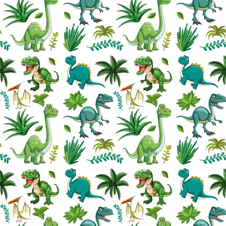 Free Vector colorful dinosaur pattern illustration