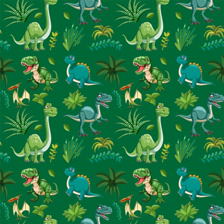 Free Vector colorful dinosaur pattern illustration
