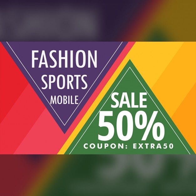 Colorful discount voucher with triangular shapes