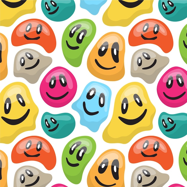 Free vector colorful distorted emoticons pattern