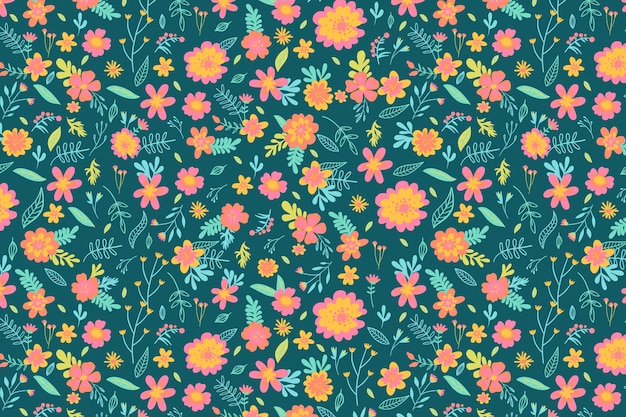 Free vector colorful ditsy floral print background concept