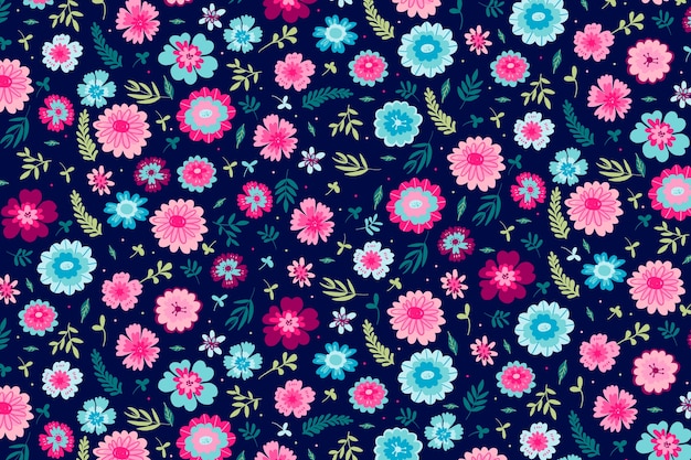 Colorful ditsy floral print background theme