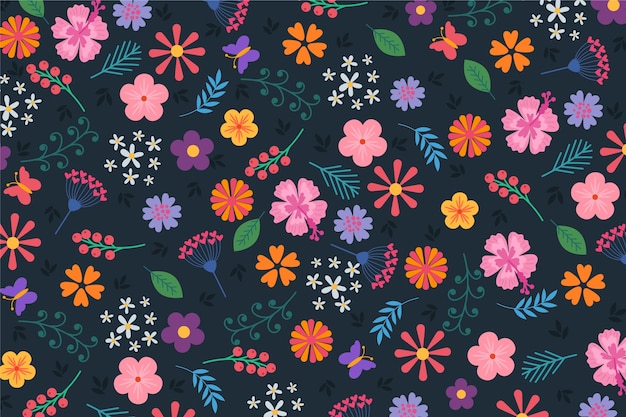 Colorful ditsy floral print background