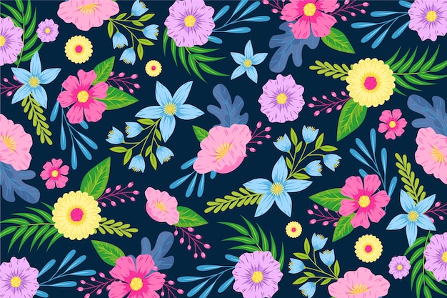 Colorful ditsy floral print background