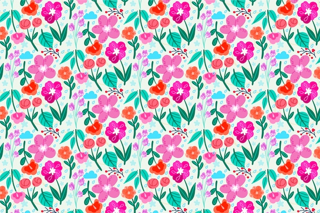 Free vector colorful ditsy floral print background