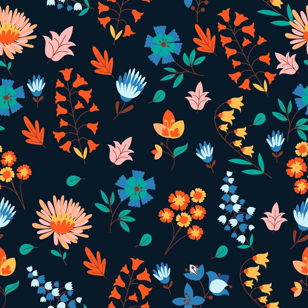 Colorful ditsy floral print background