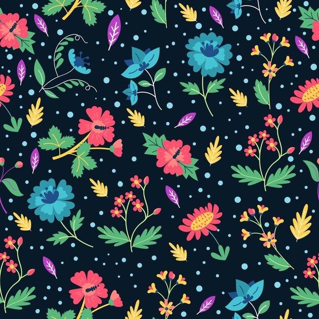 Colorful ditsy floral print background