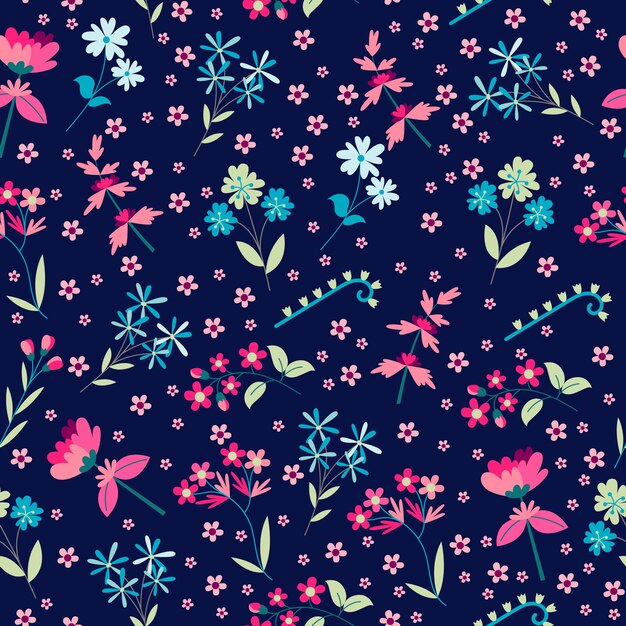 Colorful ditsy floral print background