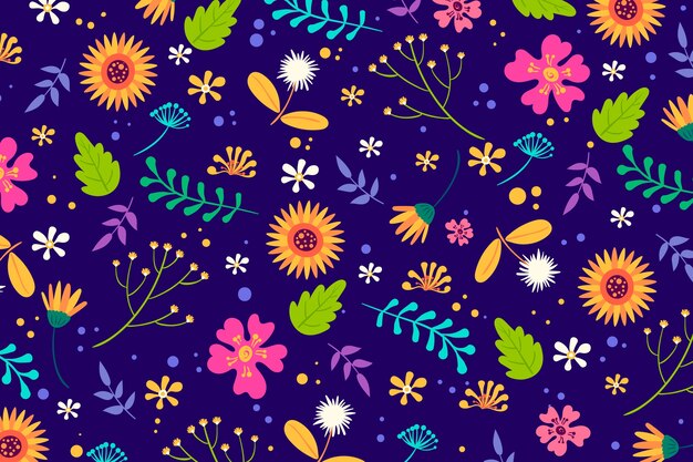 Colorful ditsy floral print background