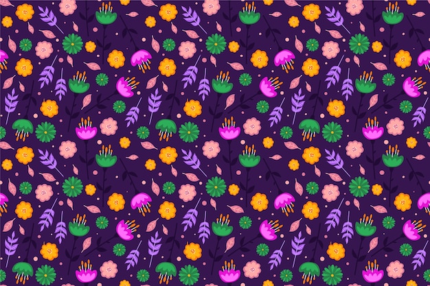 Colorful ditsy floral print screensaver