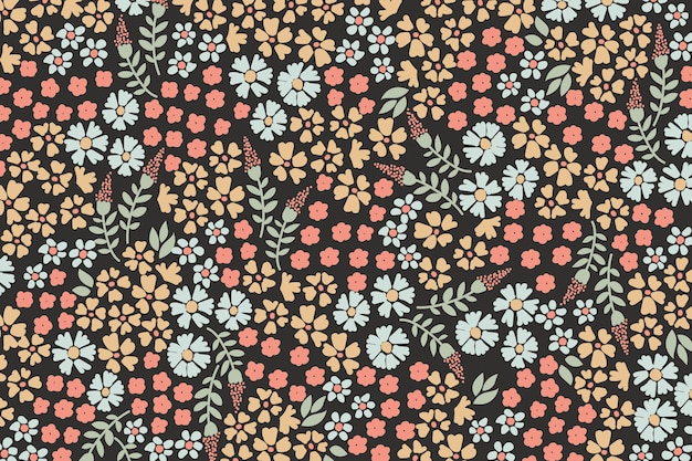 Colorful ditsy floral print wallpaper concept