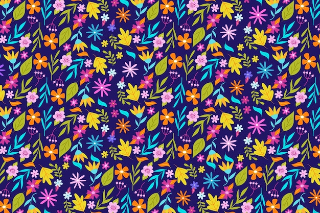 Colorful ditsy floral print wallpaper