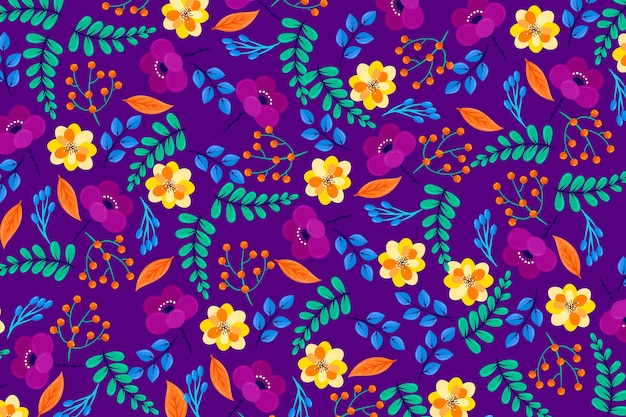 Free vector colorful ditsy floral wallpaper