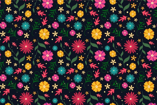 Colorful ditsy flowers print background