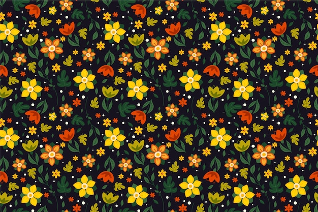 Free vector colorful ditsy flowers print wallpaper