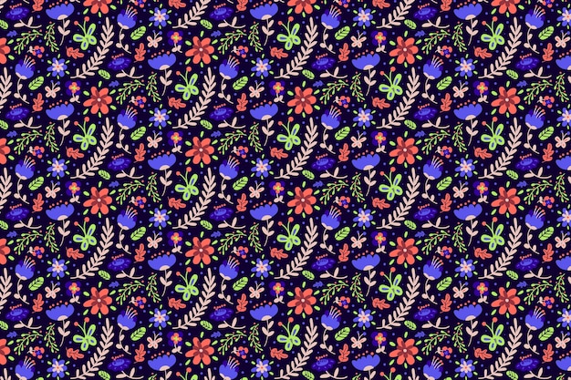 Free vector colorful ditsy flowers wallpaper