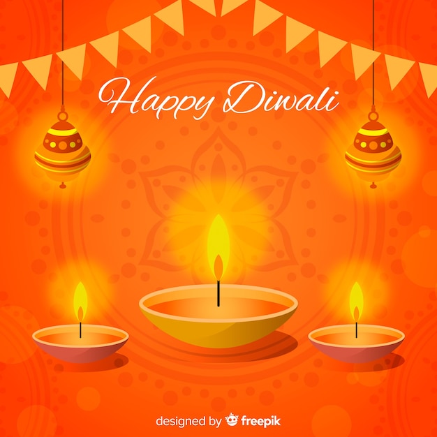 Colorful diwali background with flat design