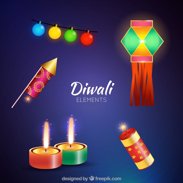 Colorful diwali elements 