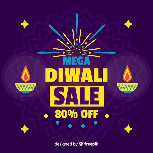 Composizione di vendita di diwali colorato con design piatto