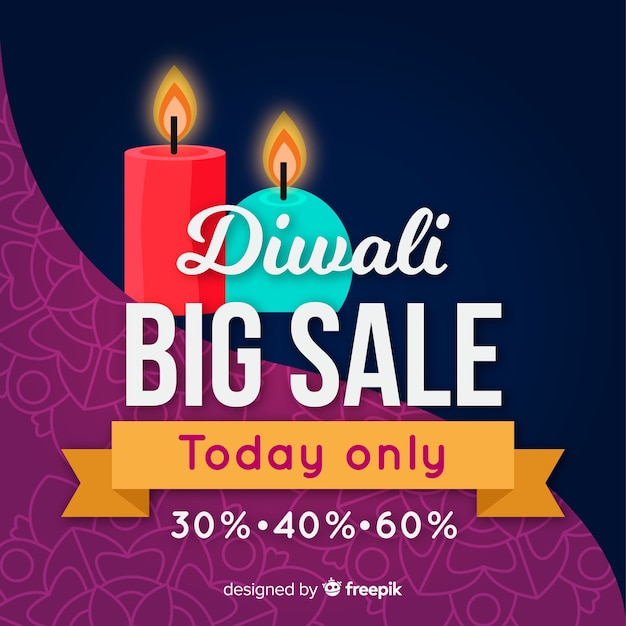 Colorful diwali sale composition with flat design