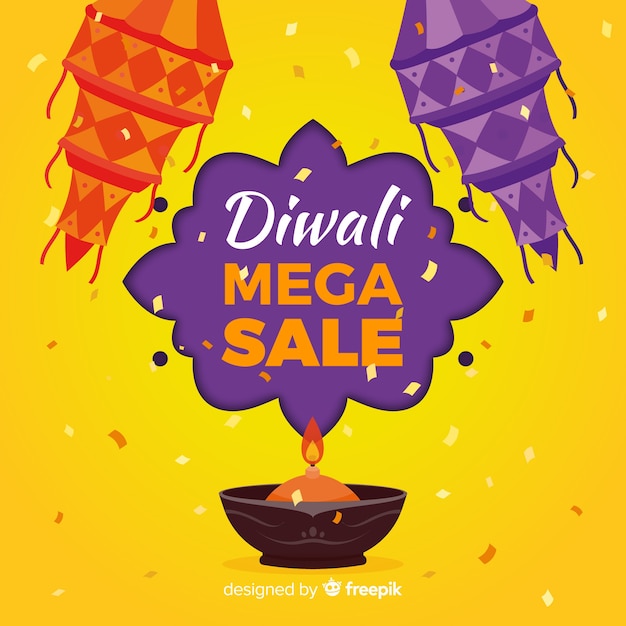 Composizione di vendita di diwali colorato con design piatto